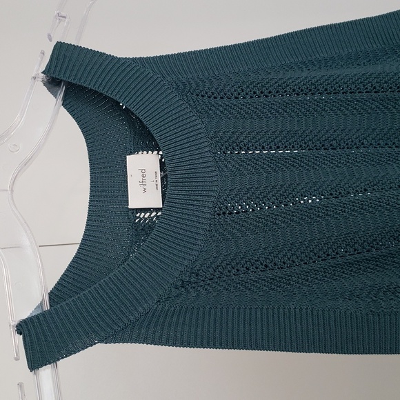 Wilfred Dark Green Crochet Boho tank top w scalloped hem - Picture 3 of 11